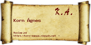 Korn Ágnes névjegykártya